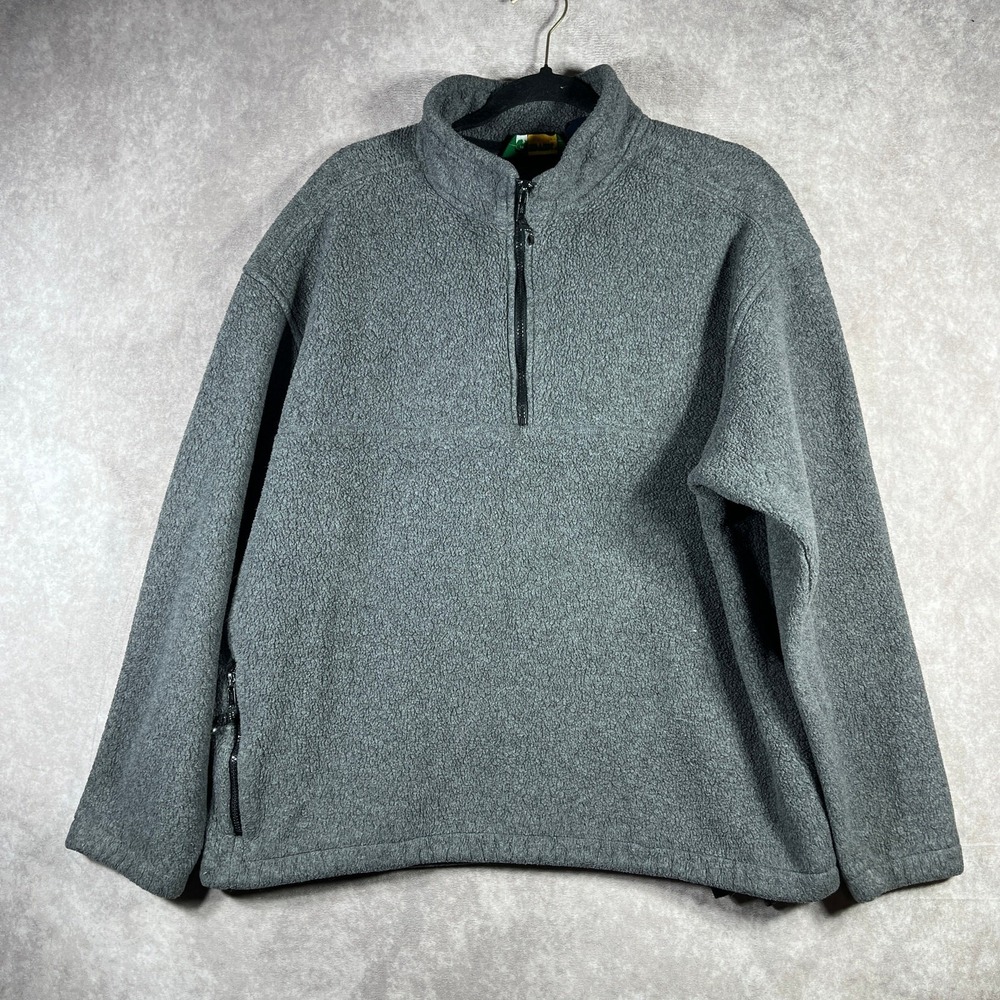 Vintage Eddie Bauer EBTek Pullover Mens XL Gray Fleece Quarter Zip Pullover 90s